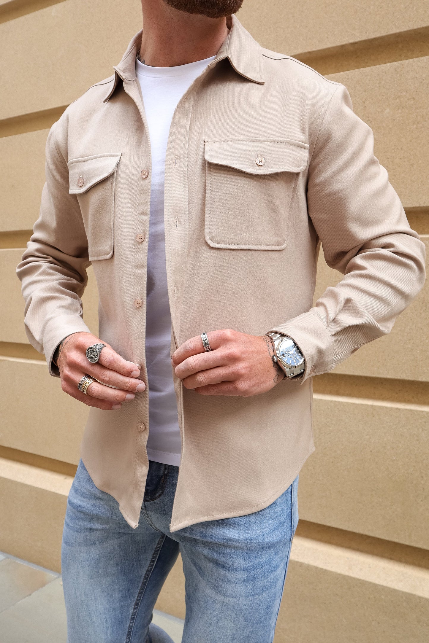 THE MARQUE OVERSHIRT - BEIGE