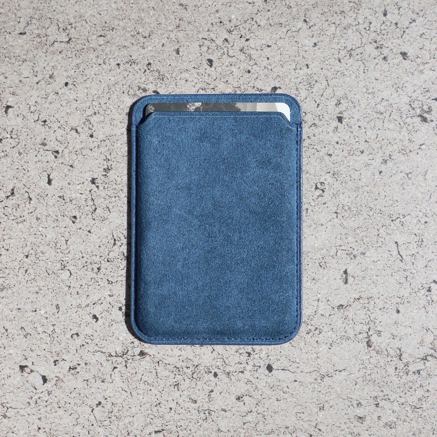 Alcantara MagSafe Phone Cardholder (Navy Blue)