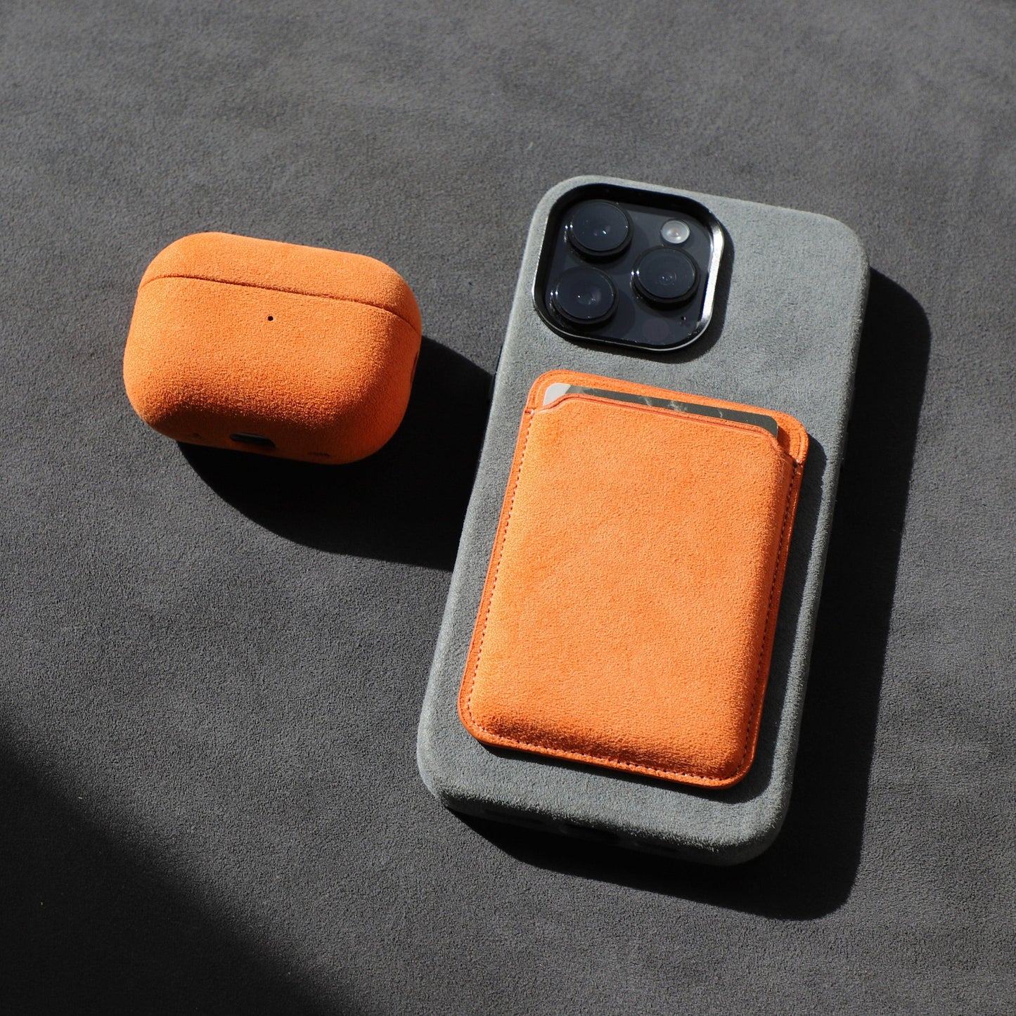 Alcantara MagSafe Phone Cardholder (Orange)