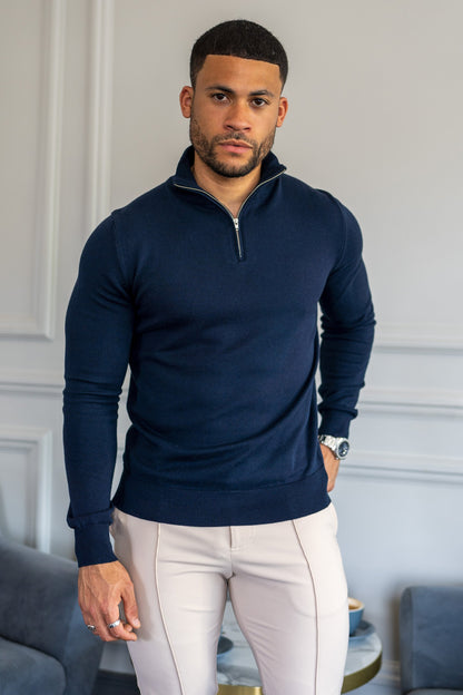 THE MONACO - HALF ZIP SWEATER - BLUE