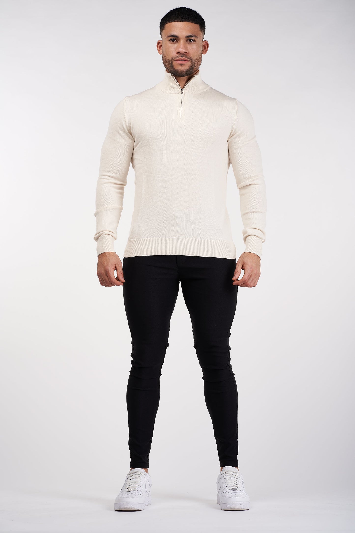 THE MONACO - HALFZIP SWEATER - BEIGE