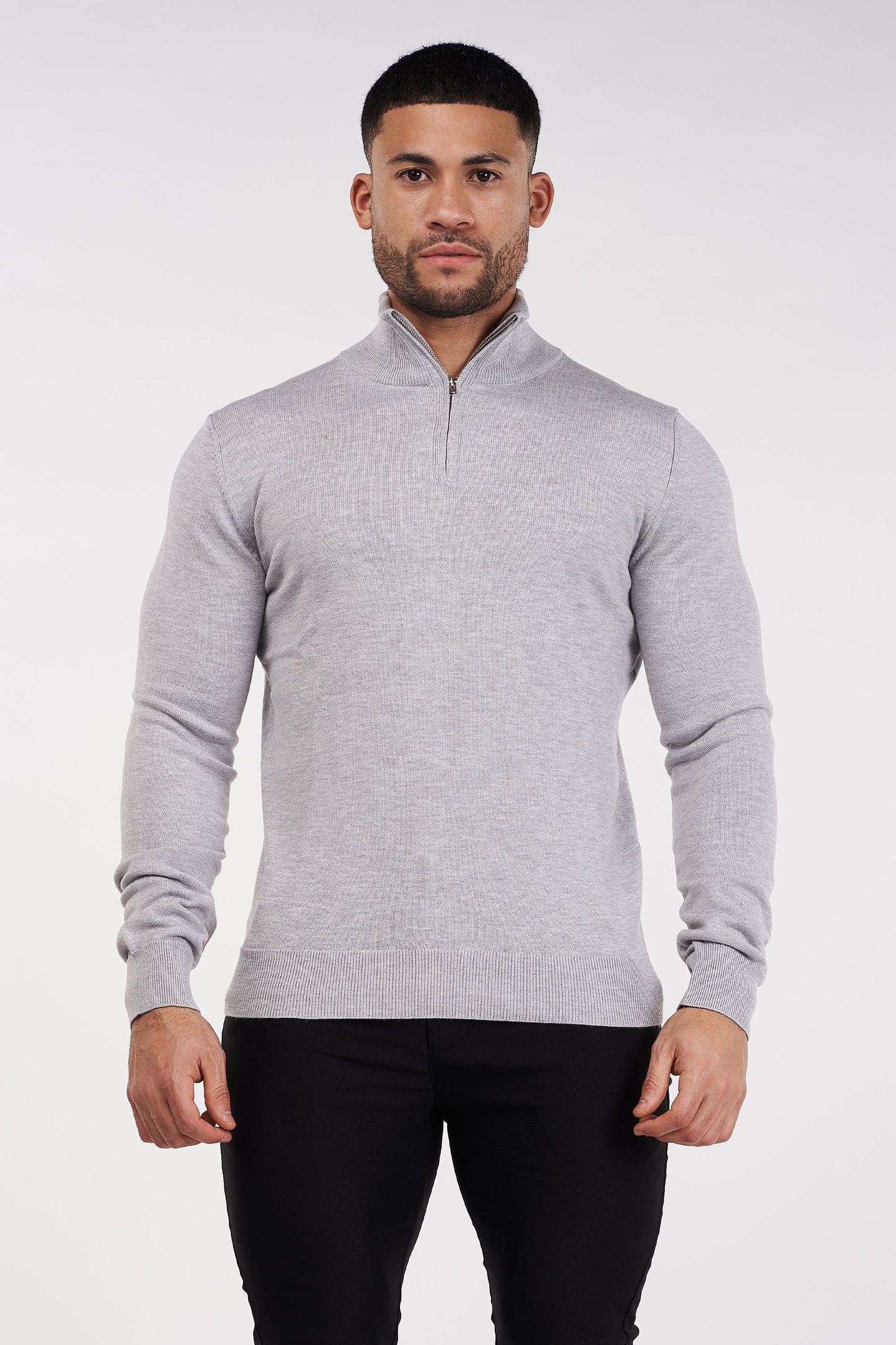 THE MONACO - HALF ZIP SWEATER - GRAY