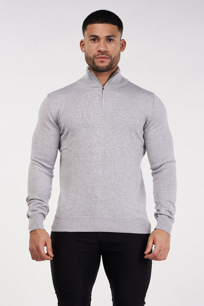 THE MONACO - HALF ZIP SWEATER - GRAY