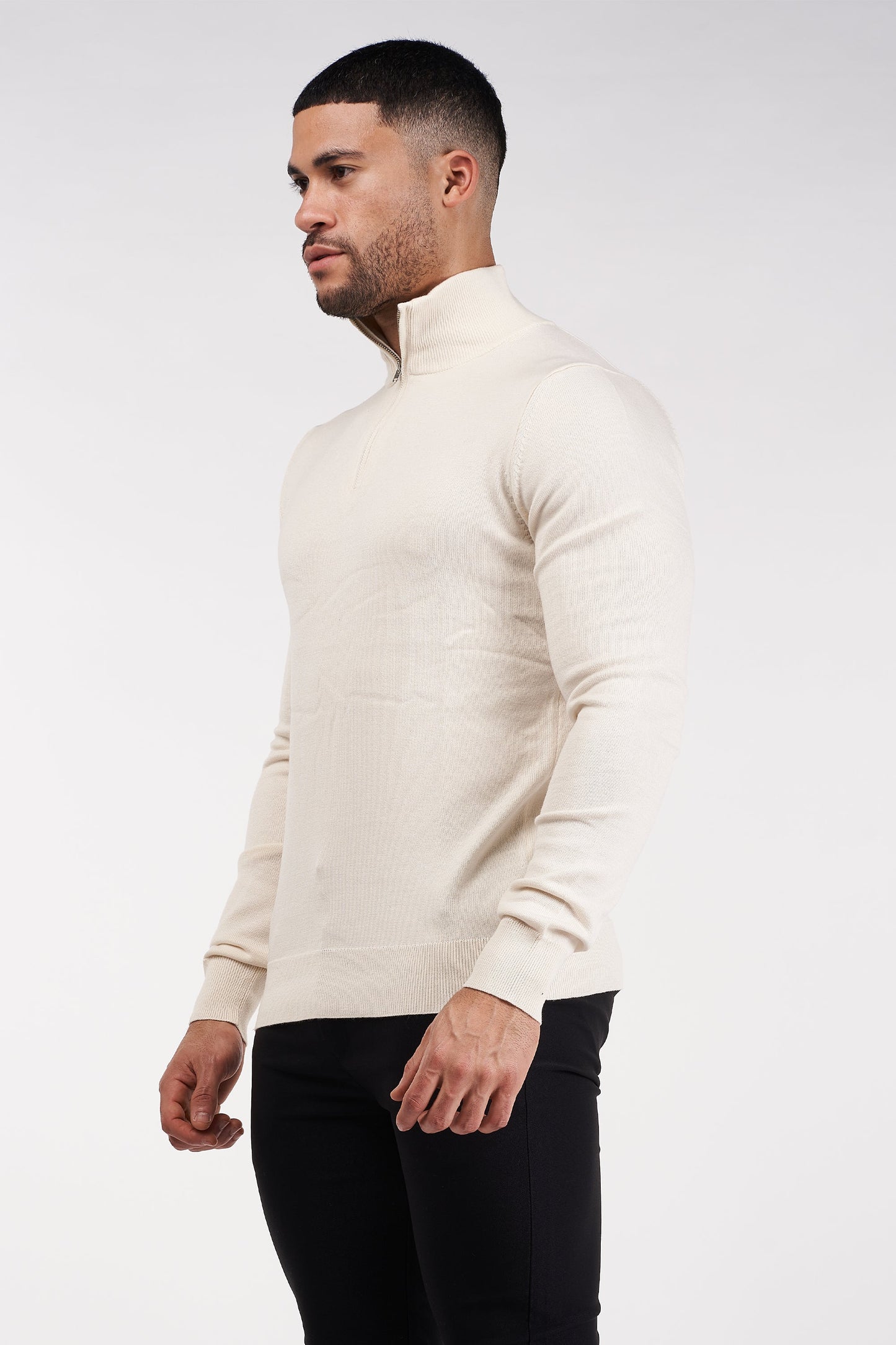 THE MONACO - HALFZIP SWEATER - BEIGE