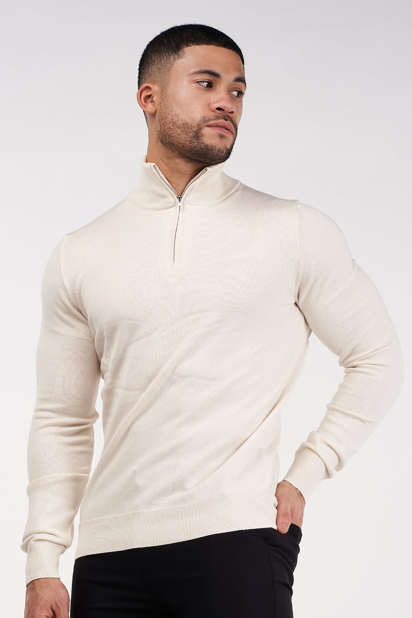 THE MONACO - HALFZIP SWEATER - BEIGE