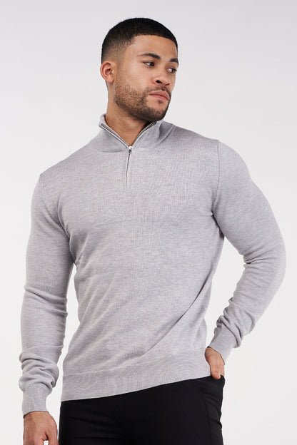 THE MONACO - HALF ZIP SWEATER - GREY