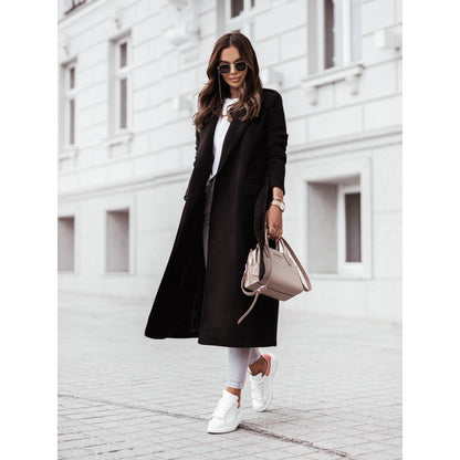 ELEGANCE - LONG TRENCH COAT BLACK