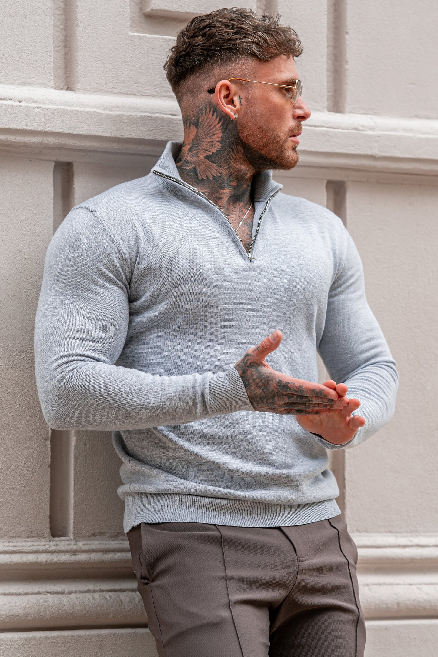 THE MONACO - HALF ZIP SWEATER - GREY